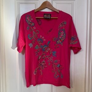 Pink Paisley Embroidered Women's Top